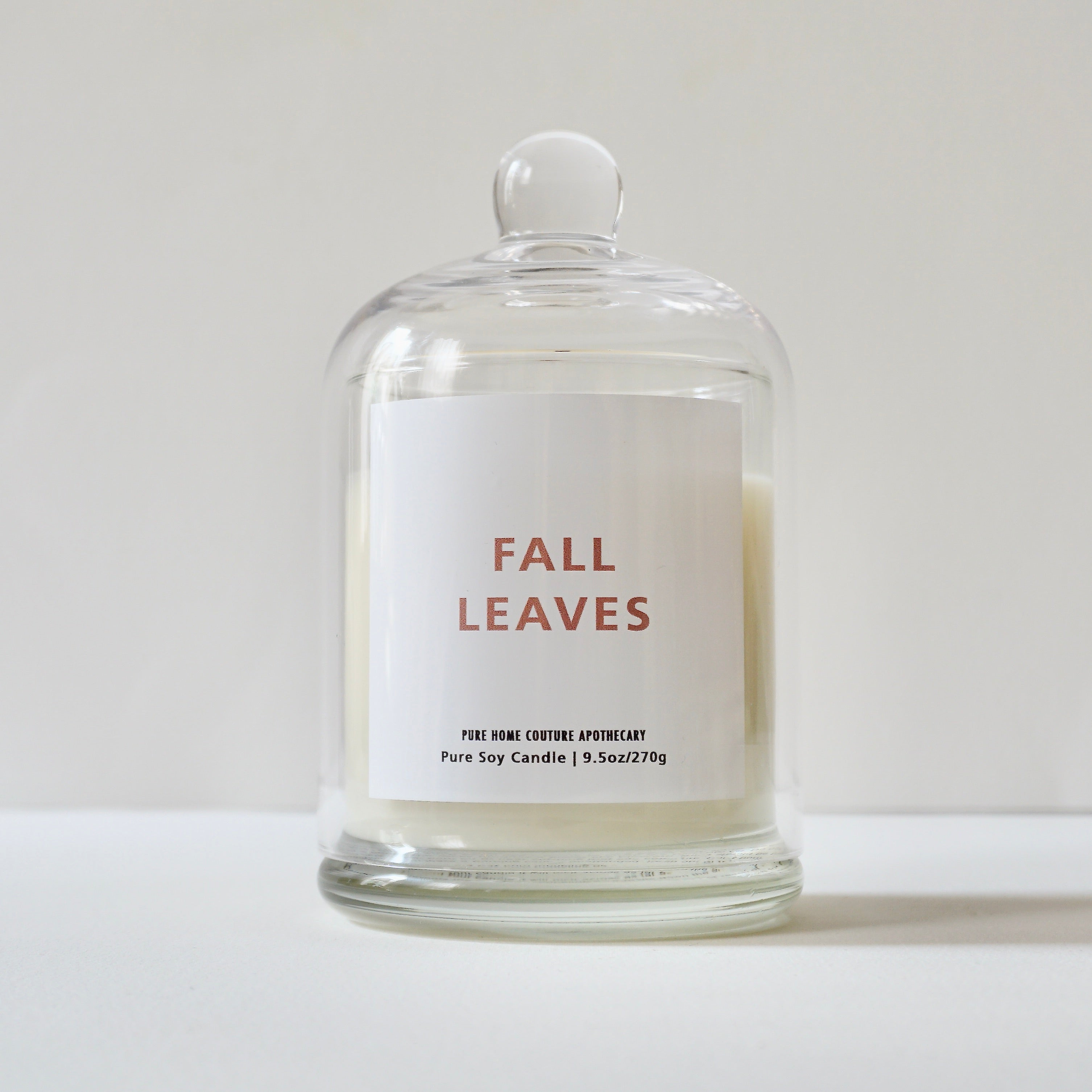 Candle w/cloche - Fall Leaves